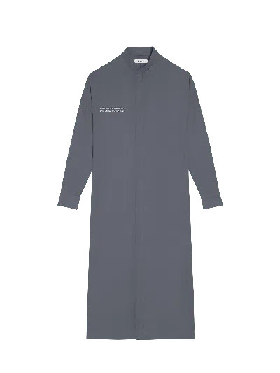 Pangaia Dna Linen Mandarin Collar Dress In Atmosphere Grey