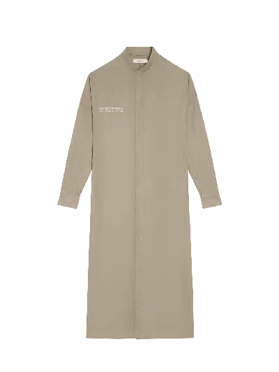 Pangaia Dna Linen Mandarin Collar Dress In Cliff Beige