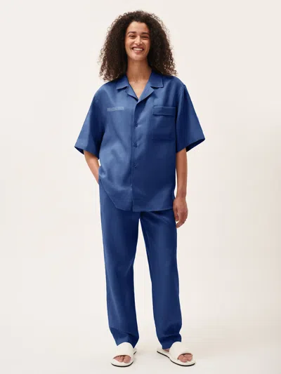 Pangaia Women's Dna Linen Trousers — Lapis Blue In Lapis Blue