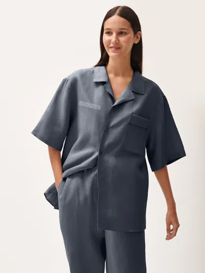Pangaia Womens Dna Linen Camp Collar Shirt In Atmosphere Grey