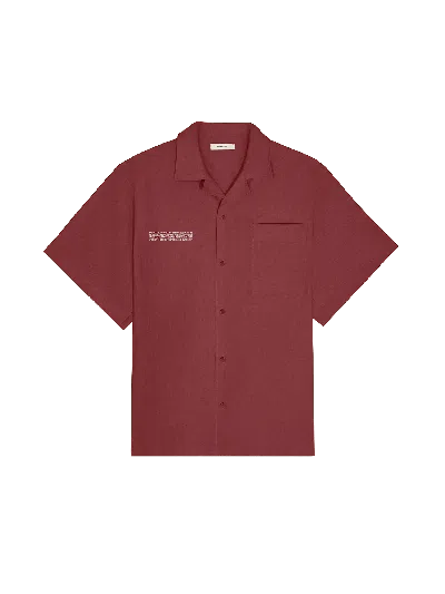 Pangaia Womens Dna Linen Camp Collar Shirt In Garnet Red