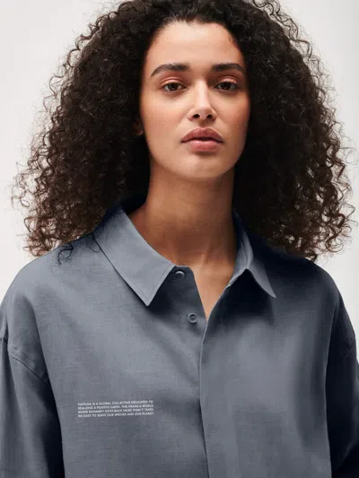 Pangaia Womens Dna Linen Collared Long Sleeve Shirt In Atmosphere Grey