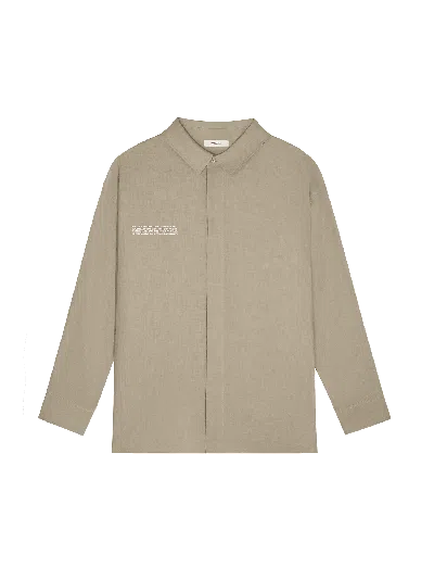 Pangaia Womens Dna Linen Collared Long Sleeve Shirt In Cliff Beige