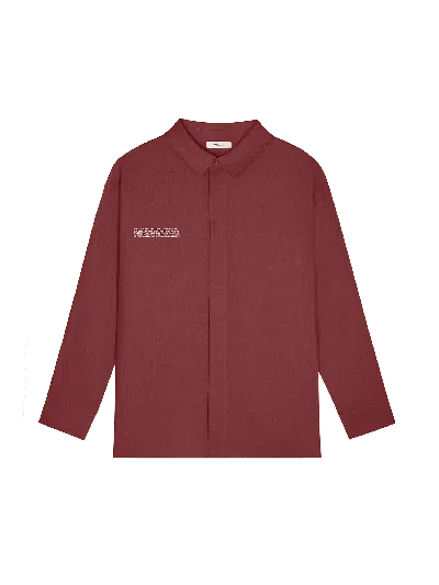 Pangaia Womens Dna Linen Collared Long Sleeve Shirt In Garnet Red