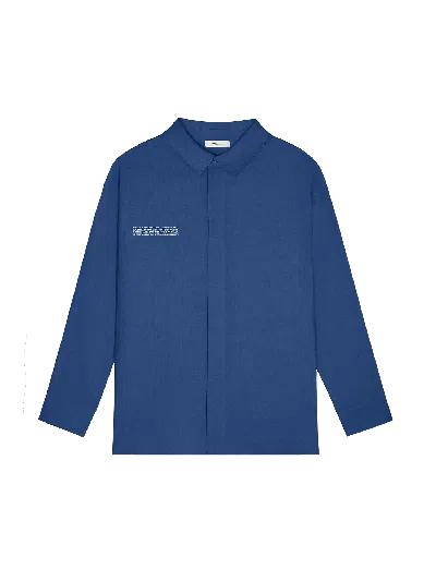 Pangaia Womens Dna Linen Collared Long Sleeve Shirt In Lapis Blue