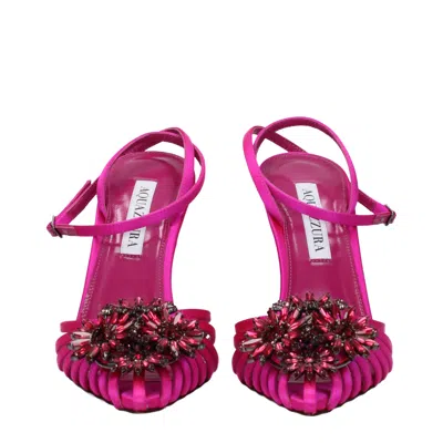 Aquazzura 105mm Crytal Margarita Satin Pumps