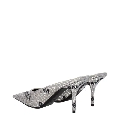 Balenciaga Embellished Suede Square Knife Mules In Metallic