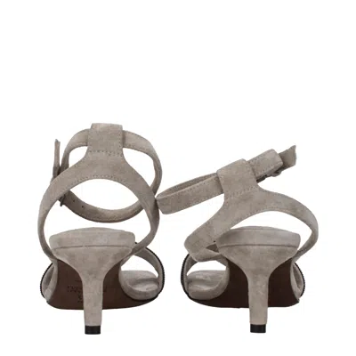 Brunello Cucinelli Grey Suede High Heels Sandals