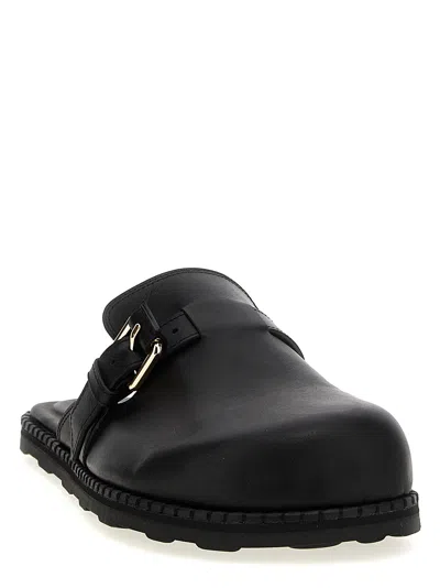 Moschino Black Leather Mule Loafers