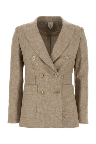 Max Mara Cappuccino Linen Blend Targa Blazer