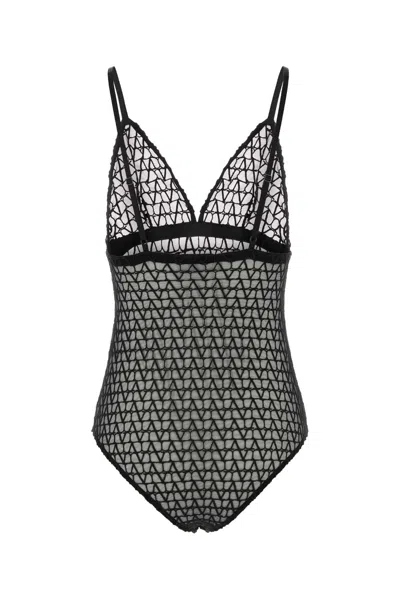 Shop Valentino Embroidered Stretch Nylon Blend Bodysuit