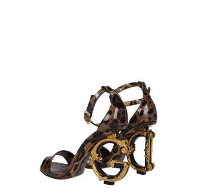 Dolce & Gabbana Keira 105 Leopard Print Leather Dg Baroque Sandals