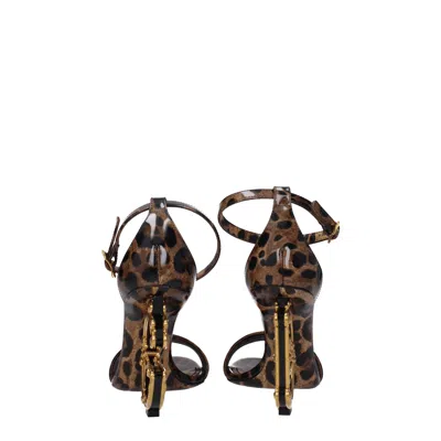 Dolce & Gabbana Keira 105 Leopard Print Leather Dg Baroque Sandals