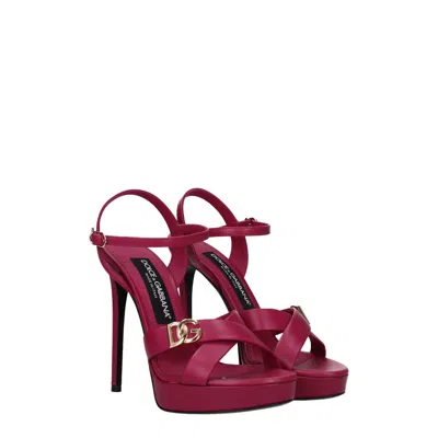 Dolce & Gabbana Dolce&gabbana Sandals Women Leather Fuxia/hibiscus