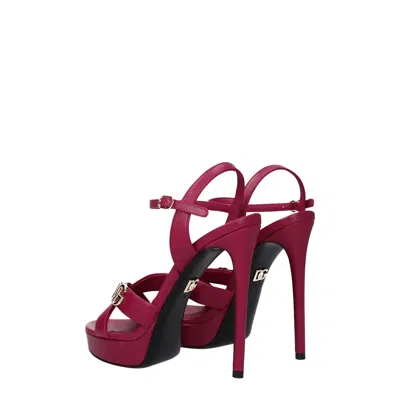 Dolce & Gabbana Dolce&gabbana Sandals Women Leather Fuxia/hibiscus