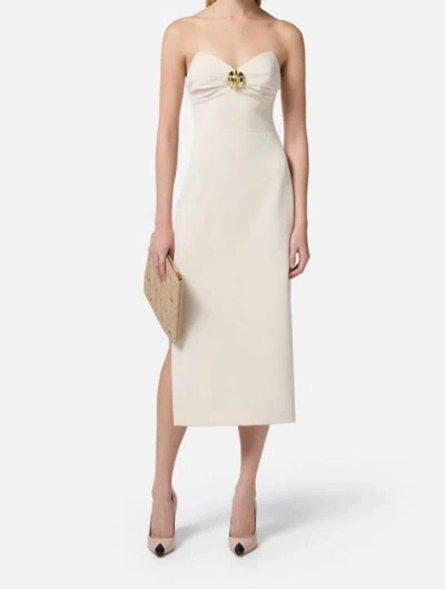 Elisabetta Franchi Macro-bow Crepe Midi Dress In Brown