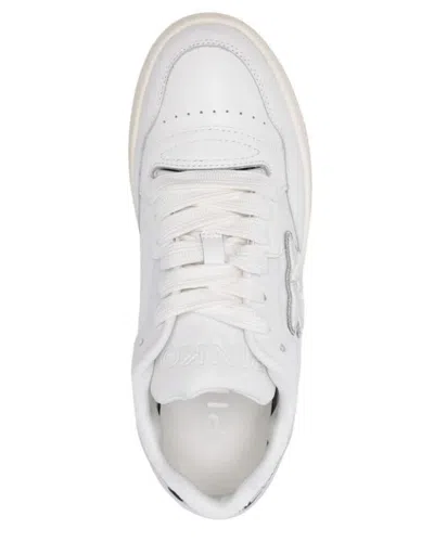 Pinko White Leather Sneakers With Metallic Accents In White