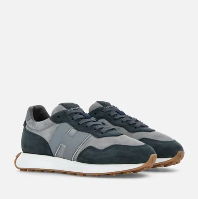 Hogan Men's H601 Leather Sneakers In Blue