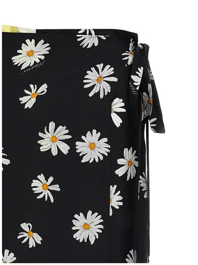 Moschino Long Wrap Skirt With Floral And Egg Print