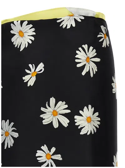 Moschino Long Wrap Skirt With Floral And Egg Print