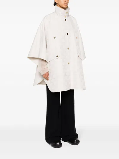 Max Mara Monogram-jacquard Cape In White