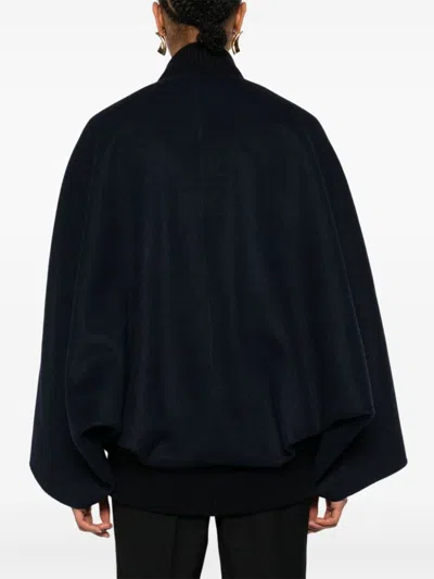 Max Mara Zenone Cashmere Cape Bomber Jacket In Blue