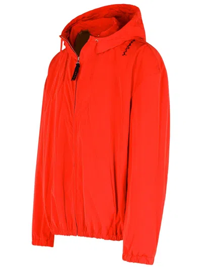 Marni Hooded Jacket With Elasticated Hem And Side Pockets In Red