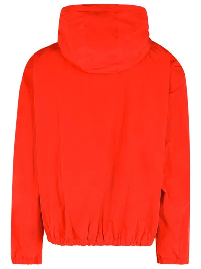 Marni Hooded Jacket With Elasticated Hem And Side Pockets In Red