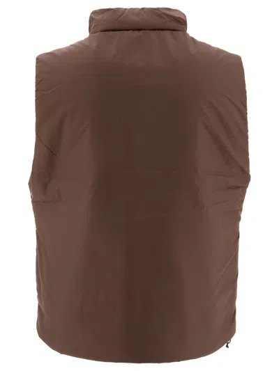 Nonnative Sleeveless Padded Jacket With High Collar In Brown