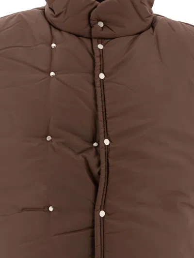 Nonnative Sleeveless Padded Jacket With High Collar In Brown