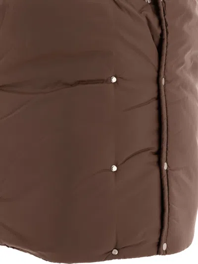 Nonnative Sleeveless Padded Jacket With High Collar In Brown