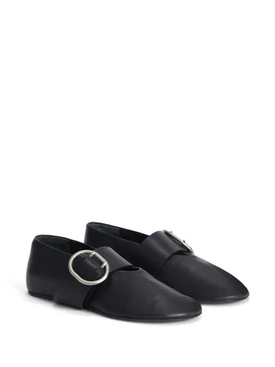 Jil Sander Smooth Leather Ballerinas In Black
