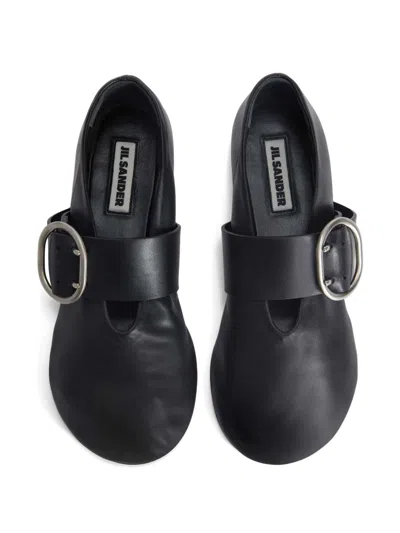 Jil Sander Smooth Leather Ballerinas In Black