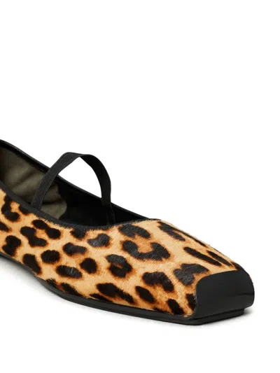 Tory Burch Leopard Print Mary Jane Ballet Flats In Brown