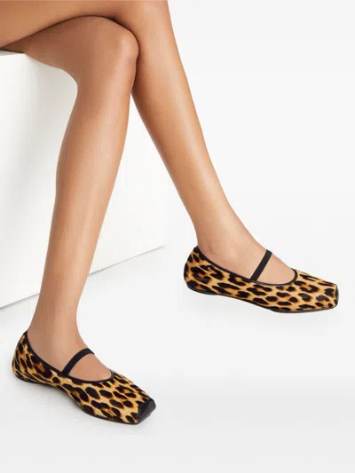 Tory Burch Leopard Print Mary Jane Ballet Flats In Brown