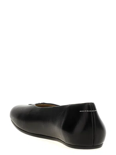 Shop Mm6 Maison Margiela Leather Ballet Flats In Black