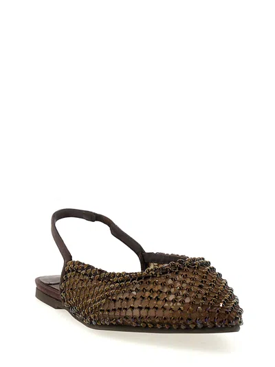 Le Silla Brown Slingback Ballet Flats In Brown