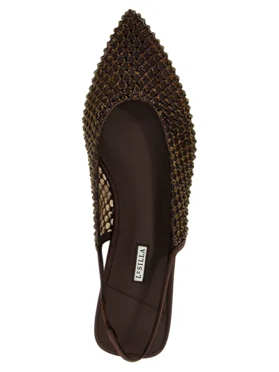 Le Silla Brown Slingback Ballet Flats In Brown