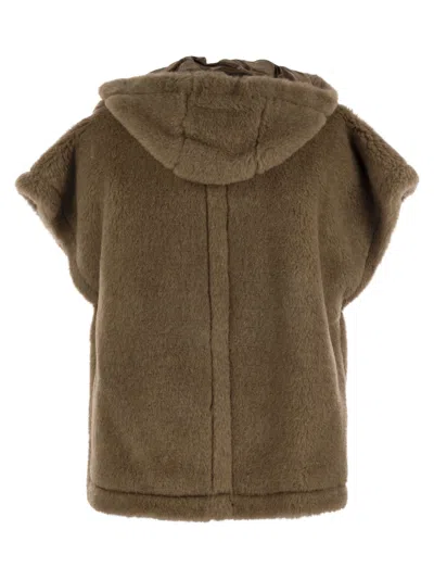 Max Mara Lanoso4 Teddy Fabric Vest Cape In Brown