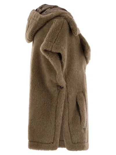 Max Mara Lanoso4 Teddy Fabric Vest Cape In Brown