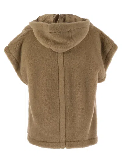 Max Mara Lanoso4 Teddy Fabric Vest Cape In Light Brown