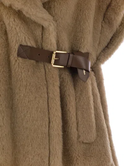 Max Mara Lanoso4 Teddy Fabric Vest Cape In Light Brown
