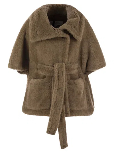 Max Mara Maxmara Women Amato - Teddy Fabric Hood With Belt In Caramel