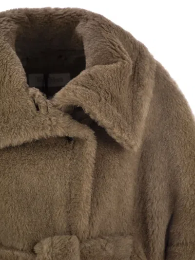 Max Mara Maxmara Women Amato - Teddy Fabric Hood With Belt In Caramel