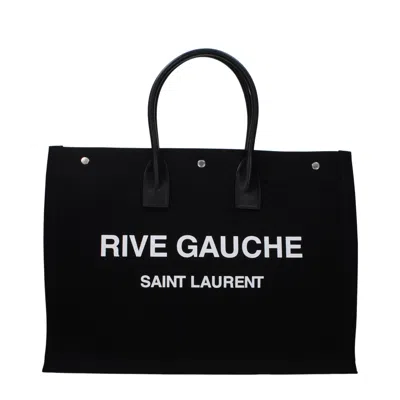 Saint Laurent Black Canvas Large Rive Gauche Shopping Bag