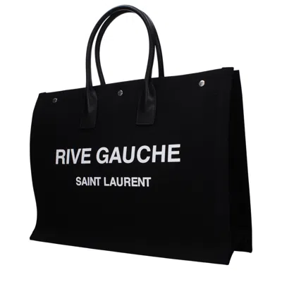 Saint Laurent Black Canvas Large Rive Gauche Shopping Bag