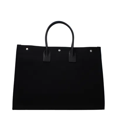 Saint Laurent Black Canvas Large Rive Gauche Shopping Bag