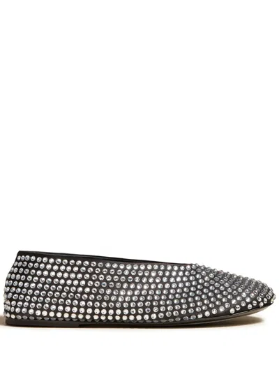 Khaite Marcy Crystal-embellished Satin Ballet Flats In Black