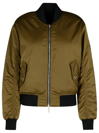 Moose Knuckles 'jet' Green Reversible Bomber Jacket With Logo Plate In Green