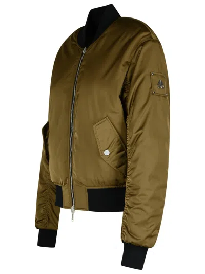 Moose Knuckles 'jet' Green Reversible Bomber Jacket With Logo Plate In Green